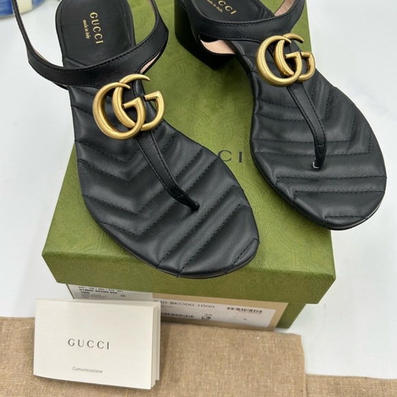 Women’s Gucci double G block heel quilted leather sandals, size 36 made in Italy - Picture 3 of 9